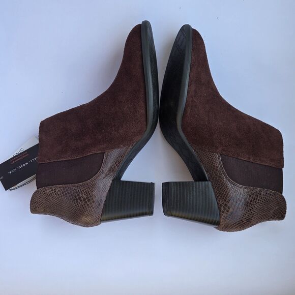 Vionic Suede Ankle Booties 322 Anne Java  Brown 10 NEW Snake Zip - Picture 5 of 16